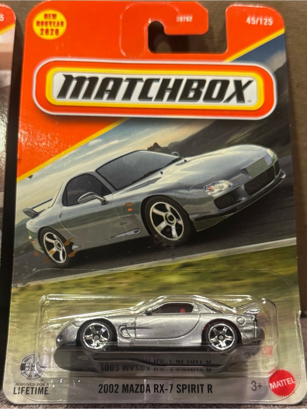 Matchbox 2002 Mazda RX-7 Spirit R Silver Die-Cast Toy Car 45/125 NEW 2026